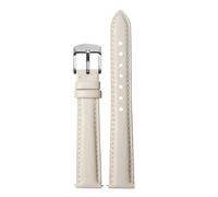 NFJNFCF 14mm 16mm 18mm 20mm Cowhide Plain Watchband Compatible With Casio Fossil Citizen Watch Strap DW Ladies Bracelet Sky Blue Pink Brown(White silver,15mm width)