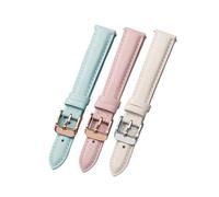 NFJNFCF 14mm 16mm 18mm 20mm Cowhide Plain Watchband Compatible With Casio Fossil Citizen Watch Strap DW Ladies Bracelet Sky Blue Pink Brown(Black silver,15mm width)