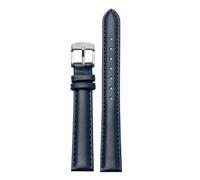NFJNFCF 14mm 16mm 18mm 20mm Cowhide Plain Watchband Compatible With Casio Fossil Citizen Watch Strap DW Ladies Bracelet Sky Blue Pink Brown(Dark Blue silver,16mm width)