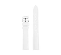 NFJNFCF 15mm Soft Cowhide Watchband Compatible With COACH Boyfriend Series First Layer Cowhide Bracelet Ladies Watch Accessories Red/Pink/Black/Whit(White silver)