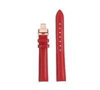 NFJNFCF 15mm Soft Cowhide Watchband Compatible With COACH Boyfriend Series First Layer Cowhide Bracelet Ladies Watch Accessories Red/Pink/Black/Whit(Red rk)