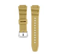 NFJNFCF 18mm Convex Rubber Strap Compatible With Casio AE-1000W/1200WH WSC-1250H/WS-1200H Solid Color Silicone Watch Band Fall Breathable Brace(Beige silver)