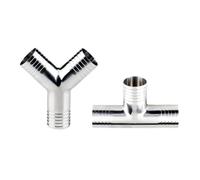 NFJNFCF 19 25 32 38 45 51 57 63 76 Mm SUS 304 Stainless Steel Hose Barb Tail Y T Shape 3 Ways Pipe Fitting Connector(Tee 25mm)