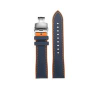 NFJNFCF 20 21 22 23 24 With Silicone Rubber Sole Watch Strap Black Orange Red Green Yellow Lines Watchband Compatible With Longines Conquest IWC(Blue orange-Silver,20mm)