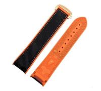 NFJNFCF 20/21/22mm Rubber Silicone Back Watch Band Nylon Watchband Compatible With Omega Strap Seamaster 300 Speedmaster 8900 Planet Ocean Tools(Black orange GK,20mm)