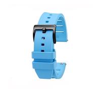 NFJNFCF 20mm 22mm Fluorine Rubber Strap Compatible With Seiko IWC Waffle Strap Bracelets Fashion Universal Mens Diver Silicone Sports Watch Band(Sky blue black,20mm)