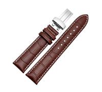 NFJNFCF 20mm 22mm Genuine Leather Watchband Compatible With Casio BEM-501 506 307 EDIFICE Series EFB-530 MTP-1303 Watch Band Bracelet Black Brown(Brown white,20mm)