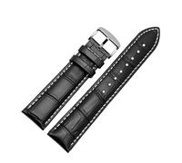 NFJNFCF 20mm 22mm Genuine Leather Watchband Compatible With Casio BEM-501 506 307 EDIFICE Series EFB-530 MTP-1303 Watch Band Bracelet Black Brown(Black white sk,22mm)