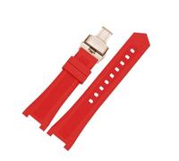 NFJNFCF 20x10mm 20x11mm 18x10mm 22x13mm Notched Silicone Watch Band Compatible With GC PASHA Black White Wristband Bracelet Men's Watch Accessories(Red rose,18x10mm)