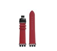 NFJNFCF 21mm Modified Cowhide Strap Compatible With Swatch YVS420 YVS454 YVS451 YVS400 YVB404 Men Women Adapter Bands Refit Ceramic Bracelet+Tools(Red black)