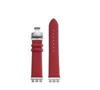 NFJNFCF 21mm Modified Cowhide Strap Compatible With Swatch YVS420 YVS454 YVS451 YVS400 YVB404 Men Women Adapter Bands Refit Ceramic Bracelet+Tools(Red silver)