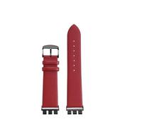 NFJNFCF 21mm Modified Cowhide Strap Compatible With Swatch YVS420 YVS454 YVS451 YVS400 YVB404 Men Women Adapter Bands Refit Ceramic Bracelet+Tools(Red black pin)
