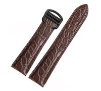 NFJNFCF Black Brown Blue Watchband Compatible With Cartier Crocodile Strap Genuine Leather Solo Key London Calibo Men's Bracelet 20 22 23 24 25(Brown black,18mm)