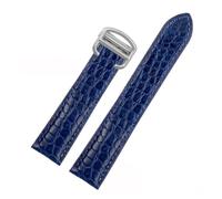 NFJNFCF Black Brown Blue Watchband Compatible With Cartier Crocodile Strap Genuine Leather Solo Key London Calibo Men's Bracelet 20 22 23 24 25(Blue silver,23mm)