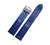 NFJNFCF Black Brown Blue Watchband Compatible With Cartier Crocodile Strap Genuine Leather Solo Key London Calibo Men's Bracelet 20 22 23 24 25(Blue-steel buckle,20mm)