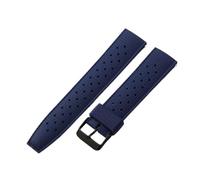 NFJNFCF Breathable Soft Silicone Watch Strap Compatible With Seiko No. 5 Rubber Canned Abalone Water Ghost Waterproof Watchband 20 22mm Accessories(Blue-black buckle,20mm)