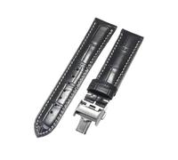 NFJNFCF Butterfly Buckle Needle Buckle Genuine Cow Leather Watchband 18 19 20 21 22mm Compatible With Longines Presence Master Collection Moonphase(Black-ST-Z23,22mm)