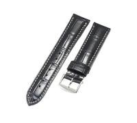 NFJNFCF Butterfly Buckle Needle Buckle Genuine Cow Leather Watchband 18 19 20 21 22mm Compatible With Longines Presence Master Collection Moonphase(Black-ST-K26,19mm)