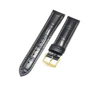 NFJNFCF Butterfly Buckle Needle Buckle Genuine Cow Leather Watchband 18 19 20 21 22mm Compatible With Longines Presence Master Collection Moonphase(Black-GD-K26,20mm)