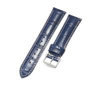 NFJNFCF Butterfly Buckle Needle Buckle Genuine Cow Leather Watchband 18 19 20 21 22mm Compatible With Longines Presence Master Collection Moonphase(Blue-ST-K26,20mm)