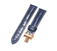 NFJNFCF Butterfly Buckle Needle Buckle Genuine Cow Leather Watchband 18 19 20 21 22mm Compatible With Longines Presence Master Collection Moonphase(Blue-RS-Z23,21mm)