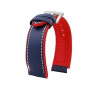 NFJNFCF Canvas Nylon Rubber Strap 20mm 22mm Compatible With TAG HEUER F1 Gulf Racing Submarine Omega Seahorse Series Men Watch Accessories(Blue red -S,20mm)