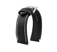 NFJNFCF Canvas Nylon Rubber Strap 20mm 22mm Compatible With TAG HEUER F1 Gulf Racing Submarine Omega Seahorse Series Men Watch Accessories(Black white-S,19mm)