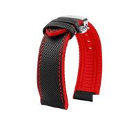 NFJNFCF Canvas Nylon Rubber Strap 20mm 22mm Compatible With TAG HEUER F1 Gulf Racing Submarine Omega Seahorse Series Men Watch Accessories(Black Red-,22mm)