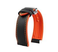 NFJNFCF Canvas Nylon Rubber Strap 20mm 22mm Compatible With TAG HEUER F1 Gulf Racing Submarine Omega Seahorse Series Men Watch Accessories(Black orange,22mm)