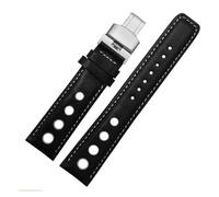 NFJNFCF Compatible With 1853 Tissot T91 Racing Sports Series PRS516 T044 Genuine Leather Strap With Butterfly Buckle Bracelet Men's 20mm Watchband(Black white-silver)