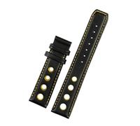 NFJNFCF Compatible With 1853 Tissot T91 Racing Sports Series PRS516 T044 Genuine Leather Strap With Butterfly Buckle Bracelet Men's 20mm Watchband(Black yellow-NO)