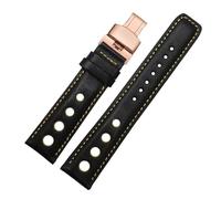 NFJNFCF Compatible With 1853 Tissot T91 Racing Sports Series PRS516 T044 Genuine Leather Strap With Butterfly Buckle Bracelet Men's 20mm Watchband(Black yellow-rogold)