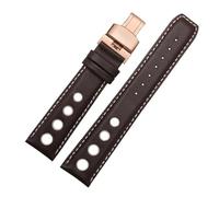 NFJNFCF Compatible With 1853 Tissot T91 Racing Sports Series PRS516 T044 Genuine Leather Strap With Butterfly Buckle Bracelet Men's 20mm Watchband(Brown white-rogold)