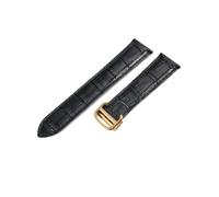 NFJNFCF Compatible With Cartier Watch Strap London Men's And Women's Genuine Cow Leather Flat Interface Solid Steel Buckle Bracelet 16 17 18 20(Black-Golden-Z4,23mm)