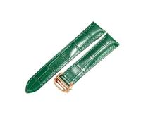 NFJNFCF Compatible With Cartier Watch Strap London Men's And Women's Genuine Cow Leather Flat Interface Solid Steel Buckle Bracelet 16 17 18 20(Green-Rose-Z4,20mm)