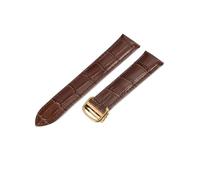 NFJNFCF Compatible With Cartier Watch Strap London Men's And Women's Genuine Cow Leather Flat Interface Solid Steel Buckle Bracelet 16 17 18 20(Brown-Golden-Z4,25mm)