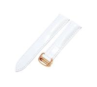NFJNFCF Compatible With Cartier Watch Strap London Men's And Women's Genuine Cow Leather Flat Interface Solid Steel Buckle Bracelet 16 17 18 20(White-Rose-Z4,22mm)