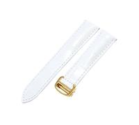 NFJNFCF Compatible With Cartier Watch Strap London Men's And Women's Genuine Cow Leather Flat Interface Solid Steel Buckle Bracelet 16 17 18 20(White-Golden-Z4,20mm)