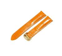 NFJNFCF Compatible With Cartier Watch Strap London Men's And Women's Genuine Cow Leather Flat Interface Solid Steel Buckle Bracelet 16 17 18 20(Orange-Golden-Z4,22mm)