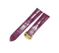 NFJNFCF Compatible With Cartier Watch Strap London Men's And Women's Genuine Cow Leather Flat Interface Solid Steel Buckle Bracelet 16 17 18 20(Purple-Golden-Z4,22mm)