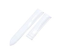 NFJNFCF Compatible With Cartier Watch Strap London Men's And Women's Genuine Cow Leather Flat Interface Solid Steel Buckle Bracelet 16 17 18 20(White-No Buckle,22mm)