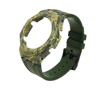 NFJNFCF Compatible With Casio GA-2100/2110/GA-B2100 Modified Carbon Fiber Case Ceramic Watch Case Fluororubber Watch Strap For Men Women Wristband(Camouflage Green,For B2100)