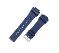 NFJNFCF Compatible With Casio Men's W-S200H/215/216H Accessories 5208 Rubber Original Replace 18mm Black Buckle SGW-300H/400H Series Watch Strap(Dark Blue-Steel-K5)