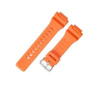 NFJNFCF Compatible With Casio Men's W-S200H/215/216H Accessories 5208 Rubber Original Replace 18mm Black Buckle SGW-300H/400H Series Watch Strap(Orange-Steel-K5)