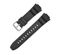 NFJNFCF Compatible With Casio Rubber Convex Interface Watchbands MCW-100 Mcw110 W-S220 AE-2000w 16mm Multi-Color Soft Accessories(Black-Steel-K5)