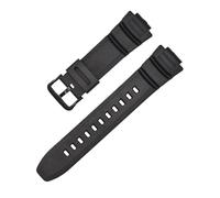 NFJNFCF Compatible With Casio Rubber Convex Interface Watchbands MCW-100 Mcw110 W-S220 AE-2000w 16mm Multi-Color Soft Accessories(Black-Black-K5)
