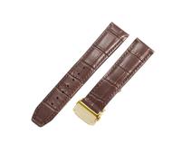 NFJNFCF Compatible With Maurice Lacroix Pontos Les Classiques Series Waterproof Genuine Cowhide Strap Double Press Folding Buckle Watchband 20 22mm(Brown-Golden,20mm)