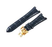 NFJNFCF Compatible With Patek Philippe Nautilus Serie Leather Strap 5712G 5726A-001 Special Notch PP Men‘s Cowhide Wear-resisting Watchbands 25mm(Blue-GD-Z21)