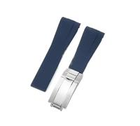 NFJNFCF Compatible With Rolex Yacht-Master Submariner Datejust Premium Silicone Watch Strap Folding Clasp Sweatproof Lightweight Accessories 20 21mm(Dark Blue-Steel-Z9,20mm)