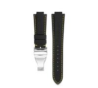 NFJNFCF Compatible With Tudor 91210N Watch Strap North Flag Polar Type Series Rubber Leather Folding Buckle Men's Watch Strap Accessories 22X2mm(A1 black-yellow line)